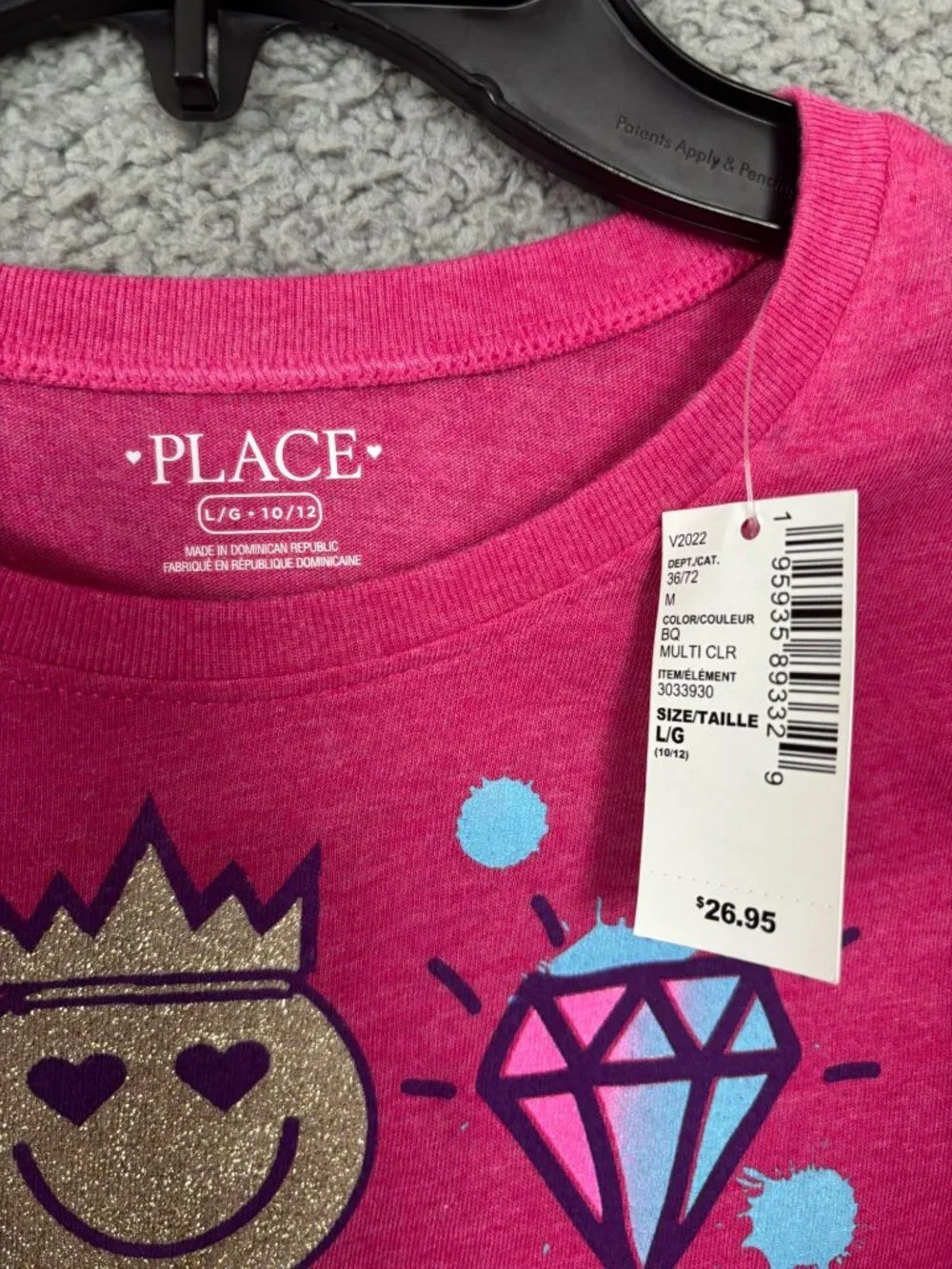 The Children's Place Girls' Single Long Sleeve Graphic T-Shirt Pink  Large NWT's
